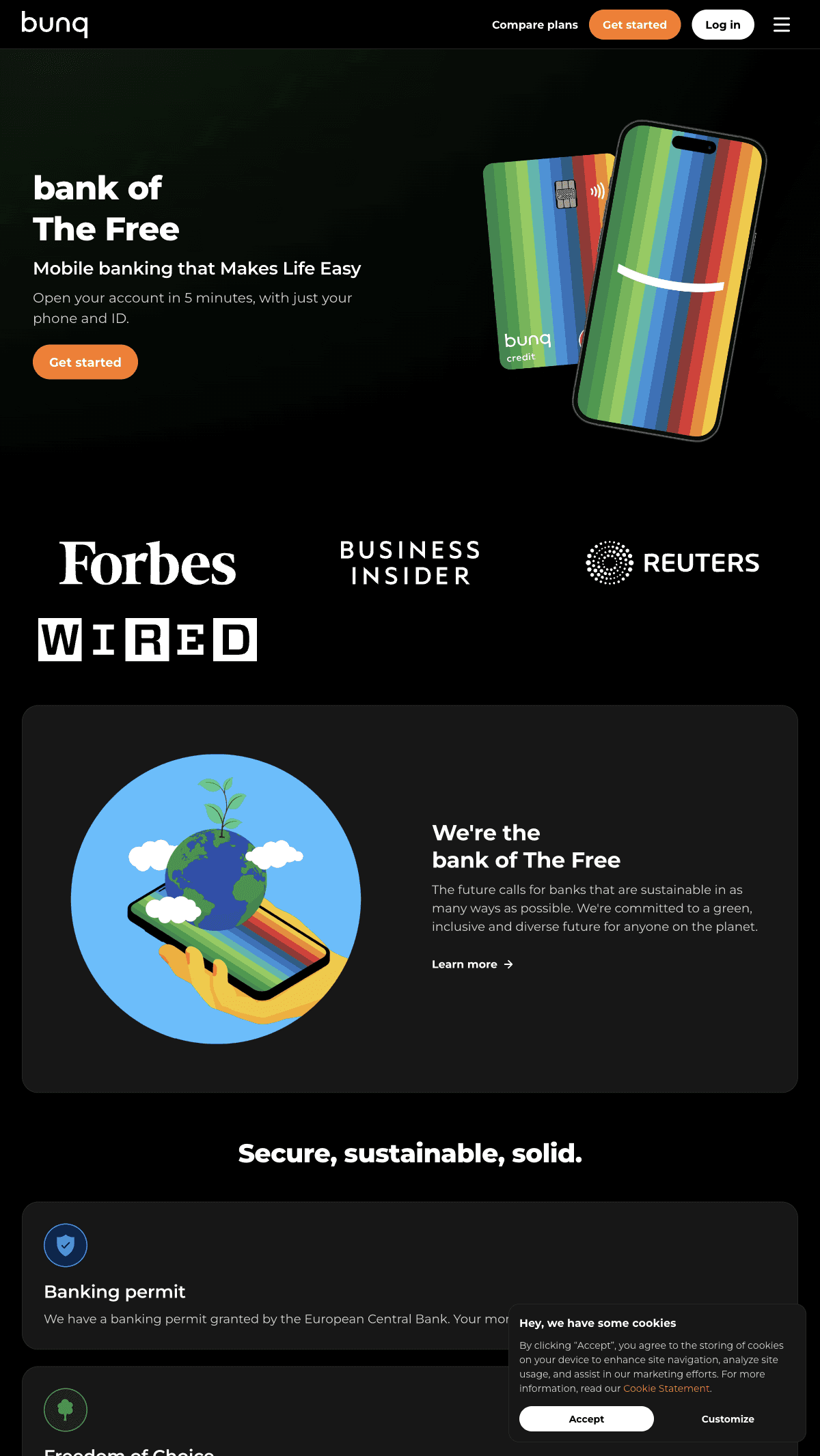 Screenshot of Bunq's homepage 