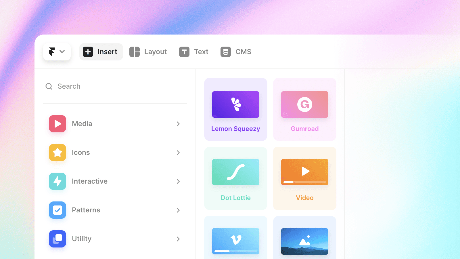 Insert Menu in Framer
